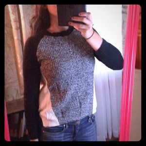 Black,white,and gray netted sweater