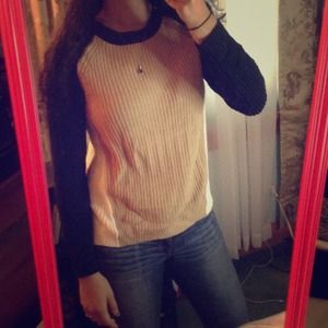 Brown black and white netted sweater