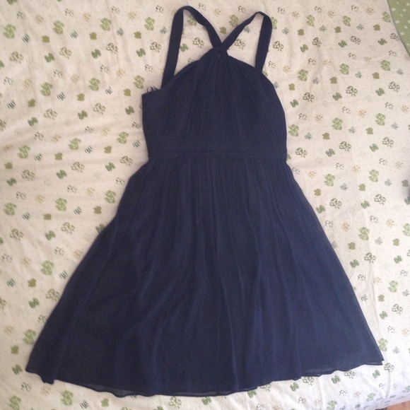 Elegant navy blue X-front dress