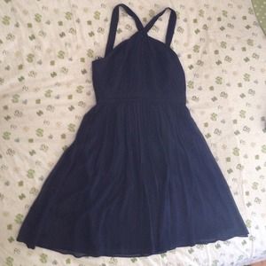 Elegant navy blue X-front dress