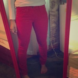 Red sway skinny jeans