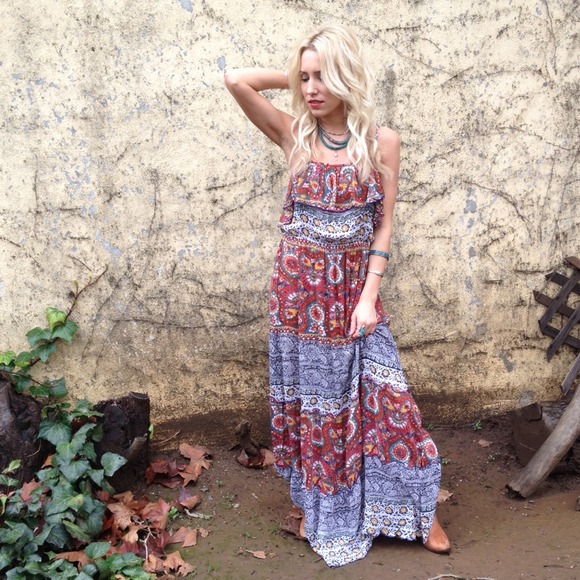 Mixed print maxi