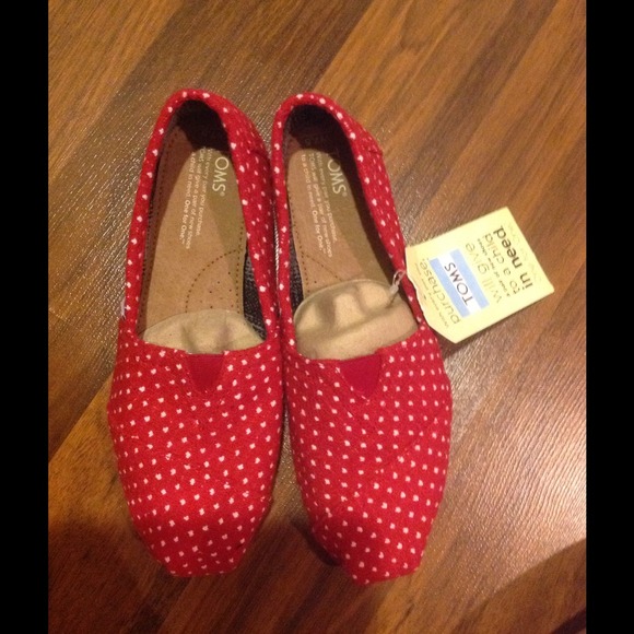 Toms shoes. Red with white dots. Size 7.5