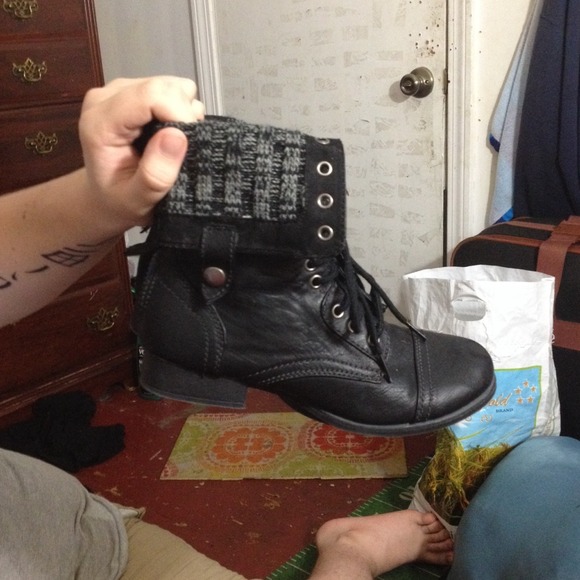 Black combat boots