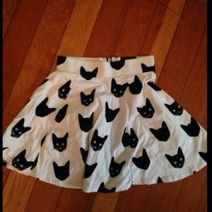 Cat print skater skirt