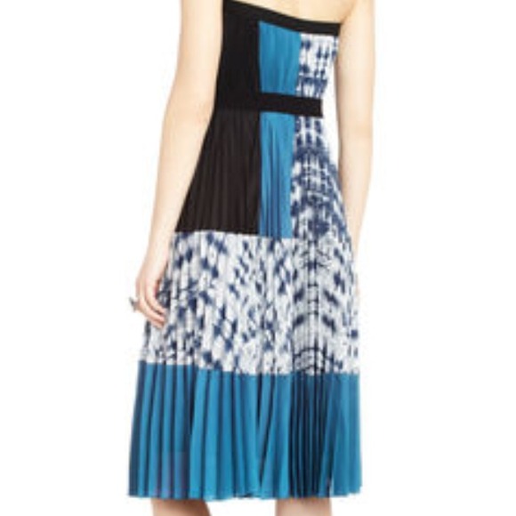 BCBG Georgette Strapless Pleated Dress - Picture 2 of 6