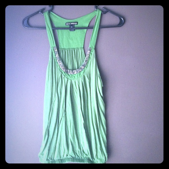 Green and beaded Club Monaco RacerBack Tank Top M