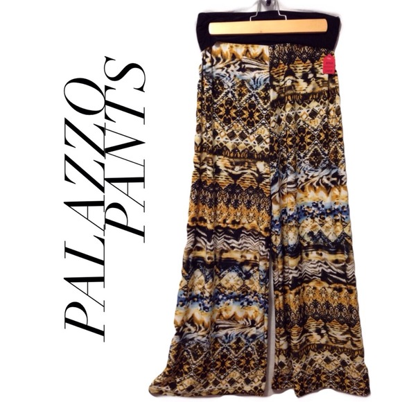 Boutique Pants - Abstract tribal print wide leg Palazzo pants