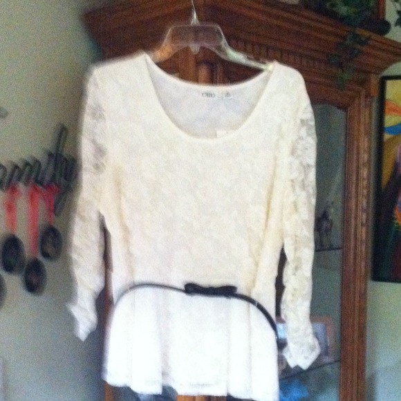 Lace off white peplum top