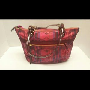 Coach CC red plaid handbag euc!