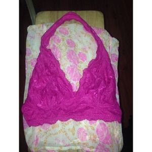 pink lace halter bralette