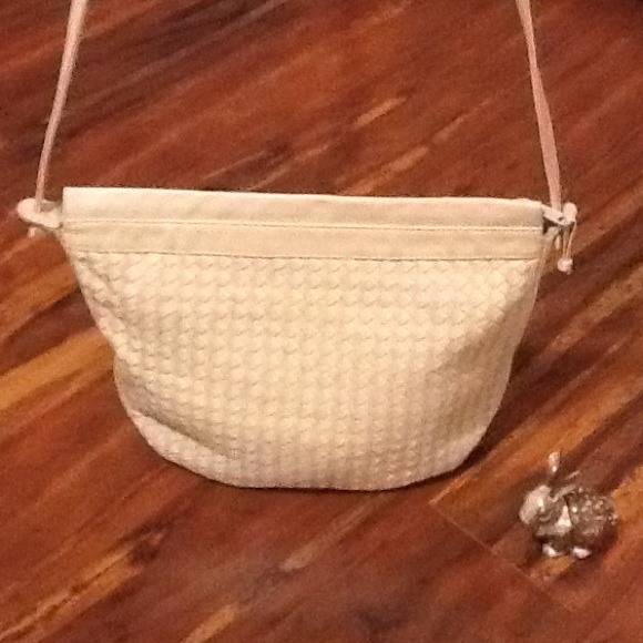Ganson cream leather weave hand bag