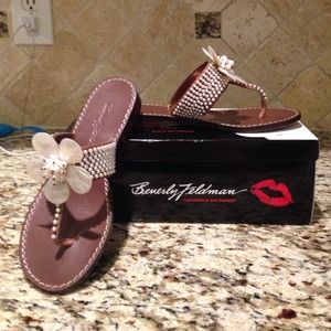 Beverly Feldman mother of pearl flower sandals