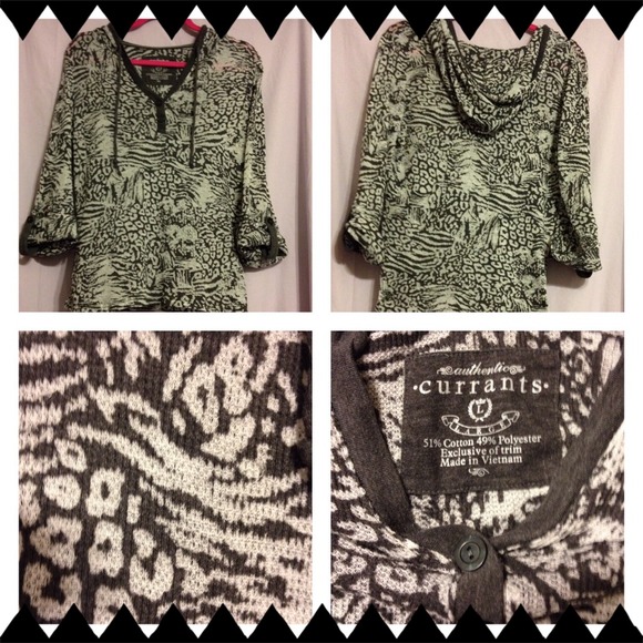 Currants lightweight black/white/gray hoody top