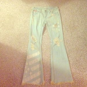 Free People American flag bell bottom jeans