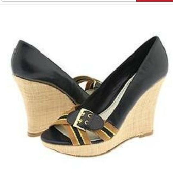 Charles David Shoes - Charles by Charles David Navy leather wedges
