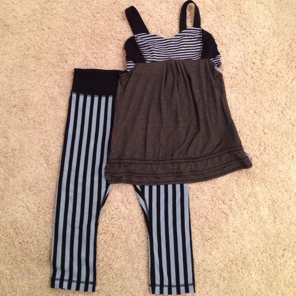 LuluLemon striped tank and Yoga pant