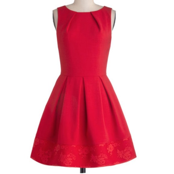 MODCLOTH fit and flare Red Dress