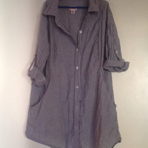 Grey striped button down XMAS SALE