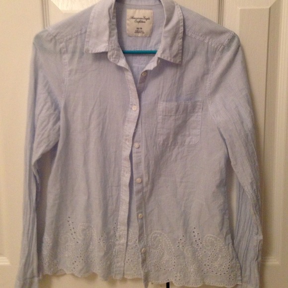 Blue and White Striped button up