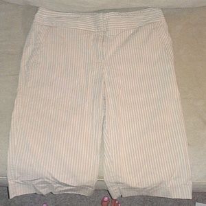 ApostropheTan and white pin striped bermuda shorts