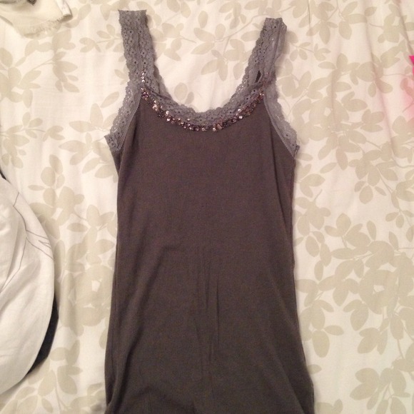 Gray sequened tank top