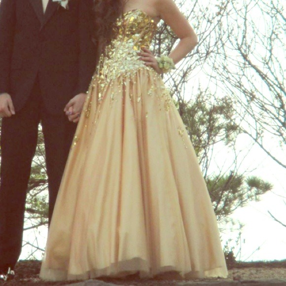 Long Gold Prom Dress