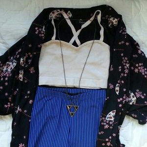 AA Highwaisted Nylon-tricot Stripe Leggings NWT