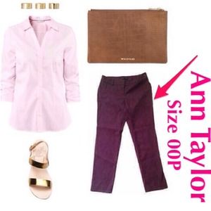 Ann Taylor Cropped Maroon Eyelet Petite Pants 00P