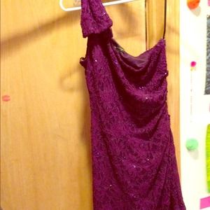 Purple, one strap sparkly dress:)