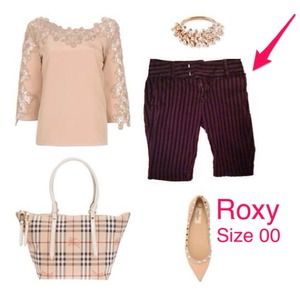 Roxy Black & Brown Striped Cropped Pants/Shorts 00