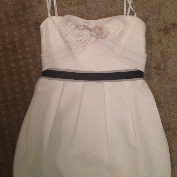 BCBG white strapless dress!
