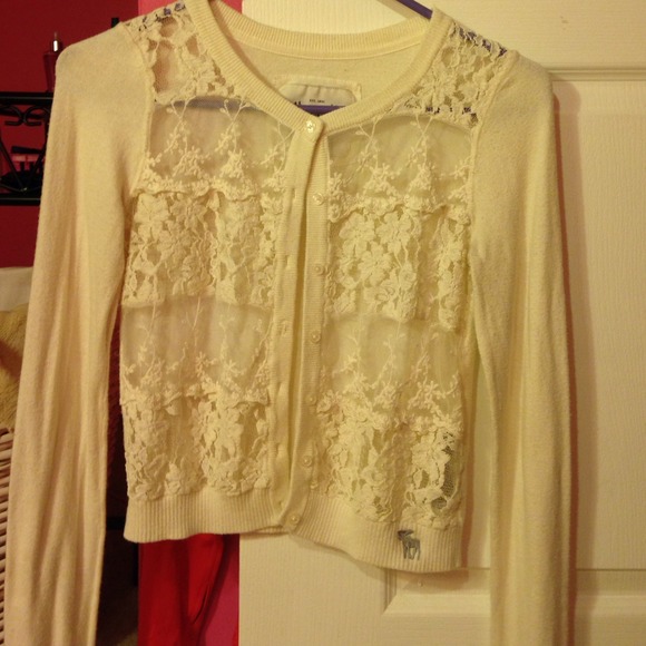 Off white lace front Abercrombie sweater