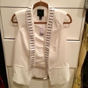 White studded evening vest size small