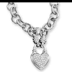 Zales silver & Diamond Heart necklace only