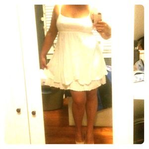 flowy white babydoll dress