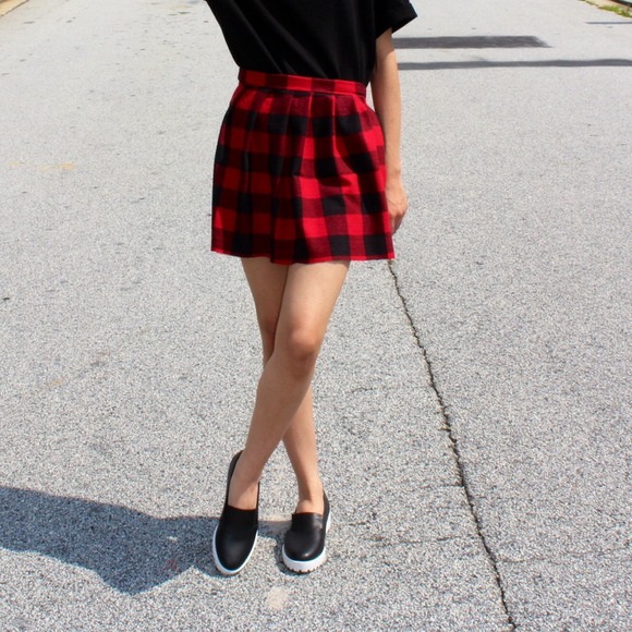 Pleated Plaid Skirt