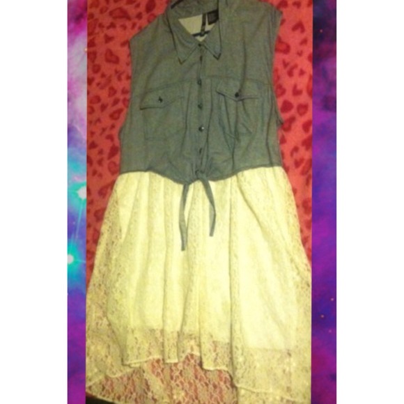 ▪️ Cute Denim Lace Dress ▫️