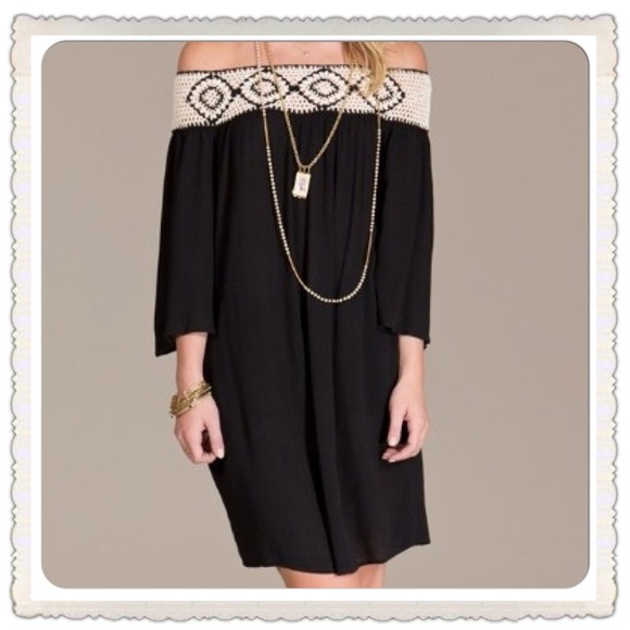 🌸Off Shoulder Black Boho Dress🌸