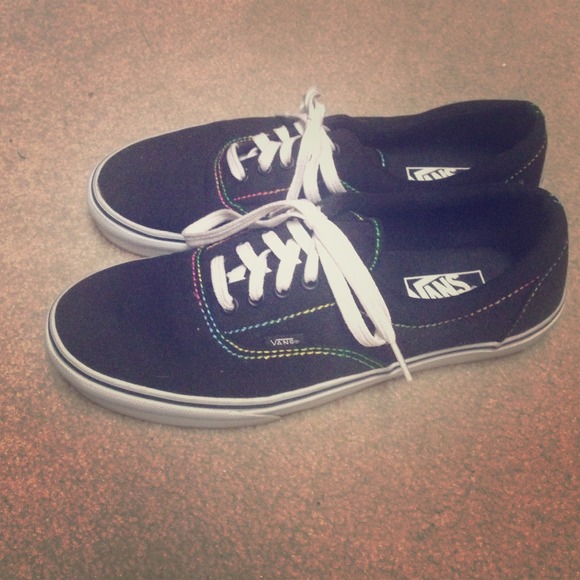Black Vans w/ Rainbow Stitching