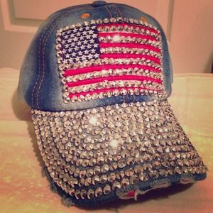 Studded Denim USA Flag baseball Cap (adjustable)