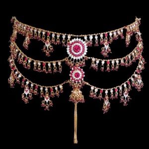 Maroon kundan kamarband (Waist belt)