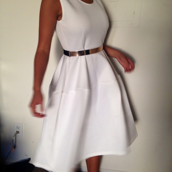 White Calf length dress