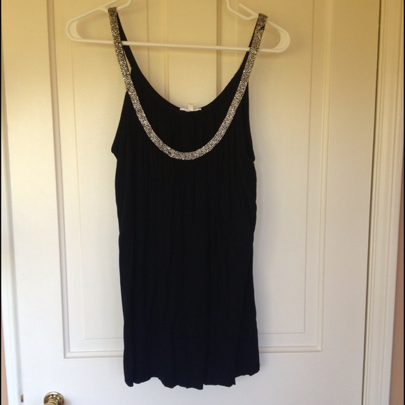 🌸SOLD🌸Matty M silver beaded trim black tank