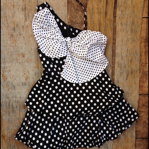 One Shoulder Polka Dot Dress
