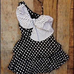 One Shoulder Polka Dot Dress