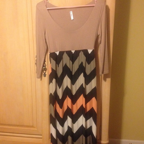 Brand new, never worn empire waist chevron dress