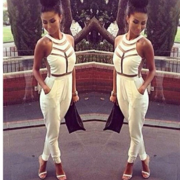 Extra Small All White Net Yarn Jumpsuit