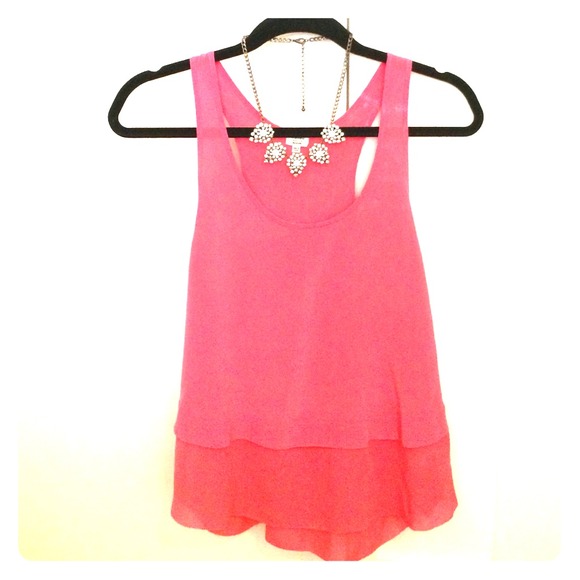 Coral silk tank from Aritzia