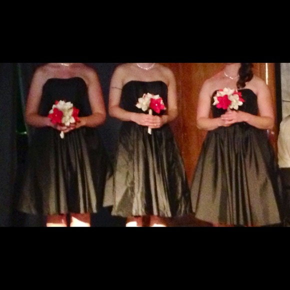 Black taffeta strapless dress